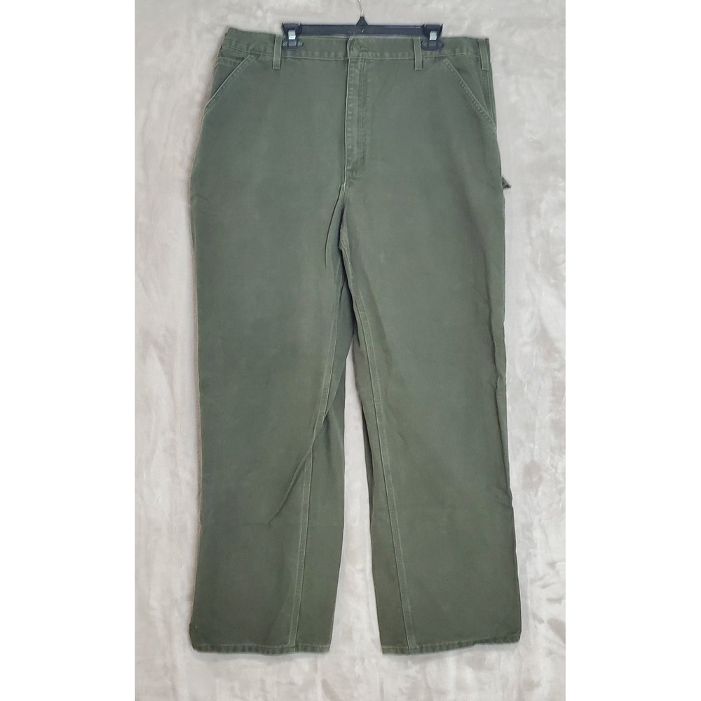 Carhartt Pants B11 MOS Dungaree Fit Mens 42x32 (38x33) Canvas Work Green Cotton